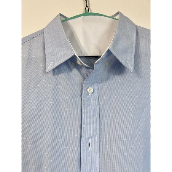Michael Kors Shirt Large Button Down Classic Fit Blue Patterned Cotton Business - Picture 3 of 11